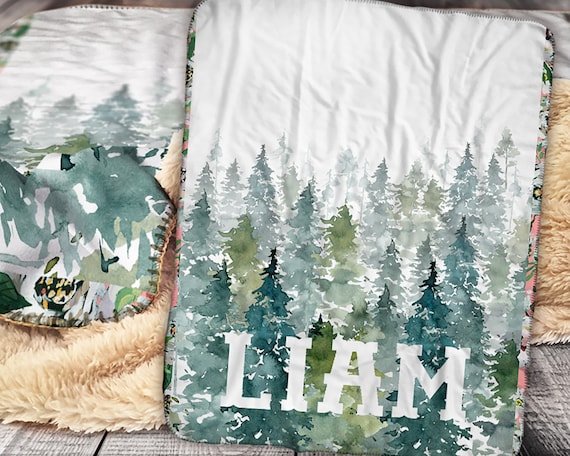 Personalized Blanket Sherpa Throw Blanket Outdoor Rustic Blanket Mountain Blanket Personalized Name Blanket Baby Blanket Sherpa Etsy Canada