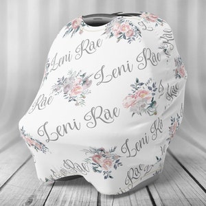 Funda de asiento de coche personalizada - Funda de asiento de coche para bebé - Funda de lactancia personalizada - Funda de asiento de coche - Funda de lactancia - Patrón de nombre - Floral