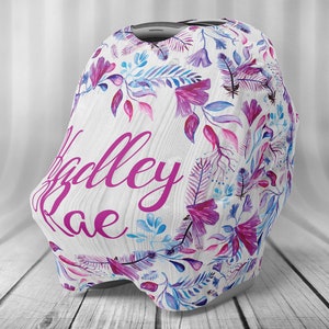 Funda de asiento de coche personalizada - Funda de asiento de coche para bebé - Funda de lactancia personalizada - Funda de asiento de coche - Funda de lactancia - Patrón de nombre - Floral