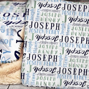 Personalized Name Blanket - Sherpa Throw Blanket -  Name Blanket - Name Pattern Blanket - Personalized Baby Name Blanket - Baby Blanket