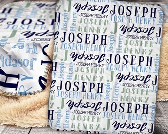 Personalized Name Blanket - Sherpa Throw Blanket -  Name Blanket - Name Pattern Blanket - Personalized Baby Name Blanket - Baby Blanket