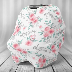 Funda de asiento de coche personalizada - Funda de asiento de coche para bebé - Funda de lactancia personalizada - Funda de asiento de coche - Funda de lactancia - Patrón de nombre - Floral