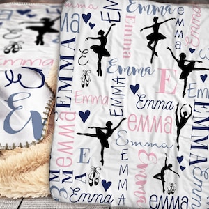 Personalized Dance Baby Blanket - Dance Theme Sherpa Throw Blanket - Personalized Baby Blanket - Ballet Personalized Girls Blanket - Dance