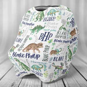 Gepersonaliseerde autostoelhoes dinosaurus - hoes baby-autostoeltje - gepersonaliseerde hoes - autostoelhoes - hoes - Dino - T-Rex