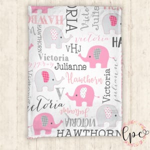 Manta de bebé personalizada - Manta personalizada - Manta de elefante - Manta con nombre - Elefante - Manta con nombre