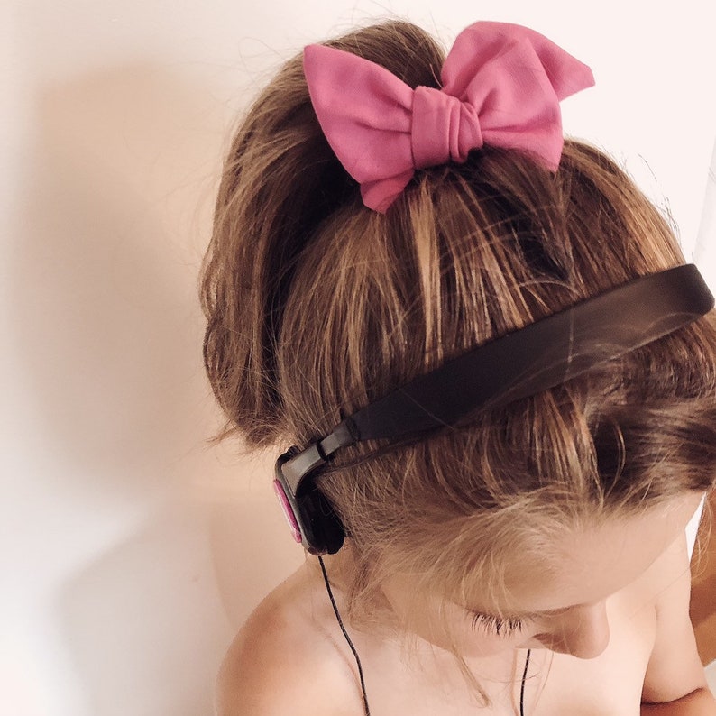 bar clip or elastic Hair bow on headband baby Pinwheel arcs made of linen Accessory for baby to adult