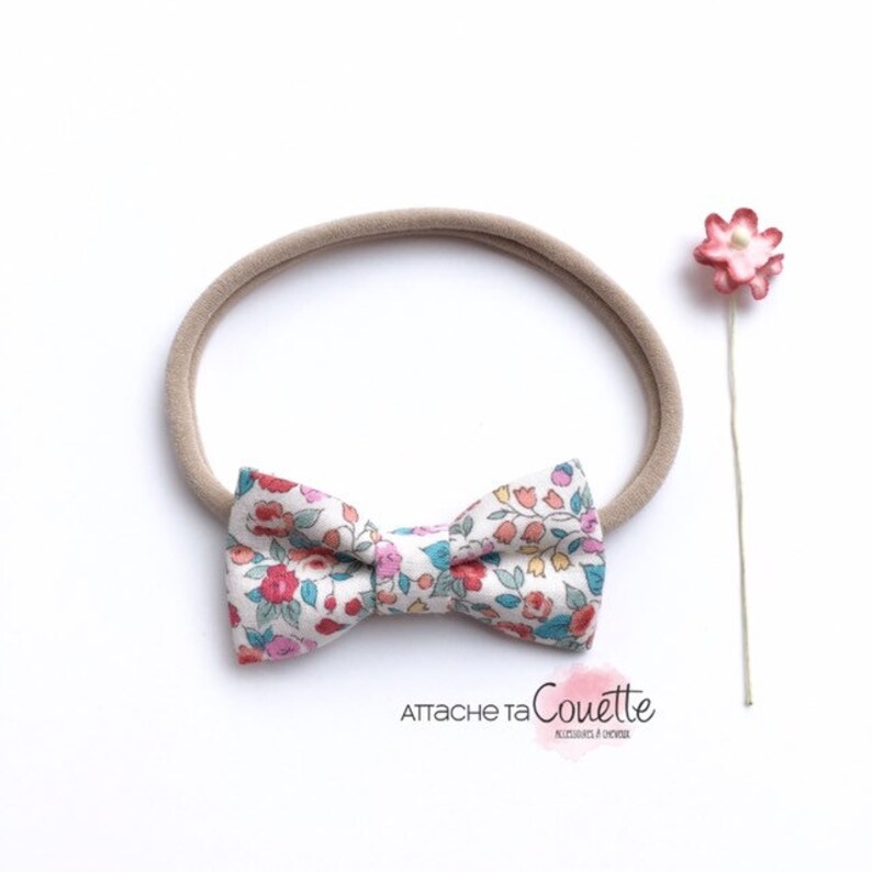 For baby to adult Butterfly Olivia bow with small red flowers barrette or elastic Loop bow on headband