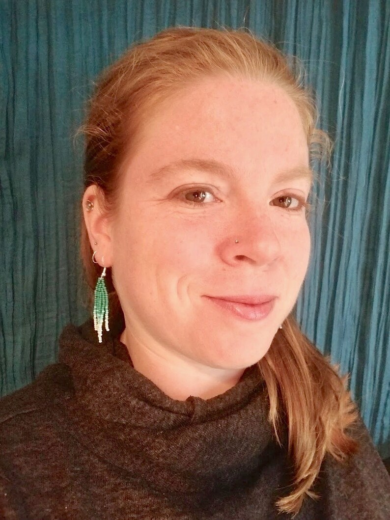 Mini Fringe Beaded Fringe Earrings Small Earrings Mini Earrings Blue Jewelry Blue Earrings Little Sky Fringe
