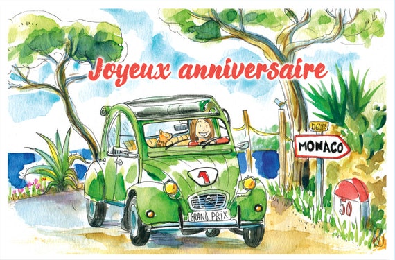 Happy Birthday Green 2cv Postcard Going To Monaco Grand Etsy Happy Birthday Green 2cv Postcard Going To Monaco Grand Etsy