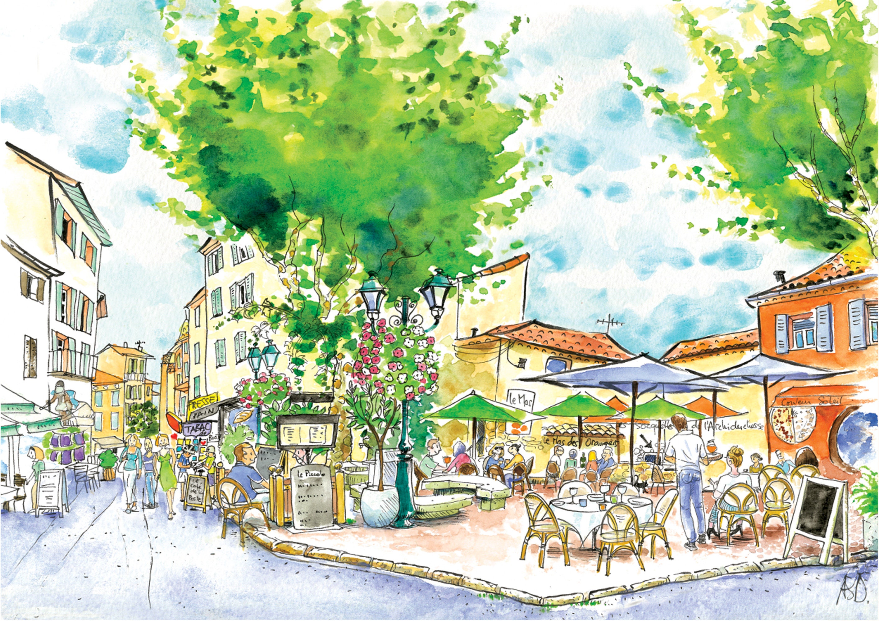 Place de Gaulle Biot Côte d'azur, Affiche A3 29, 7x42cm