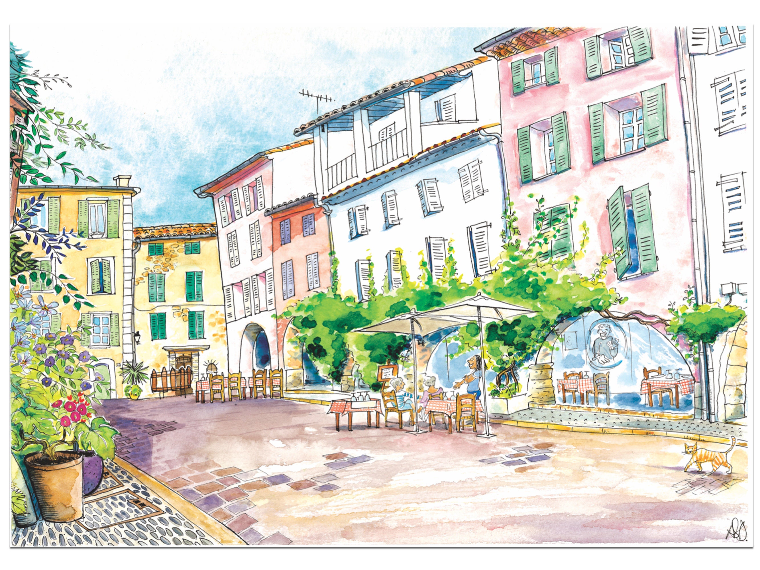 Place Des Arcades Biot Côte d'azur, Affiche A3 29, 7x42cm