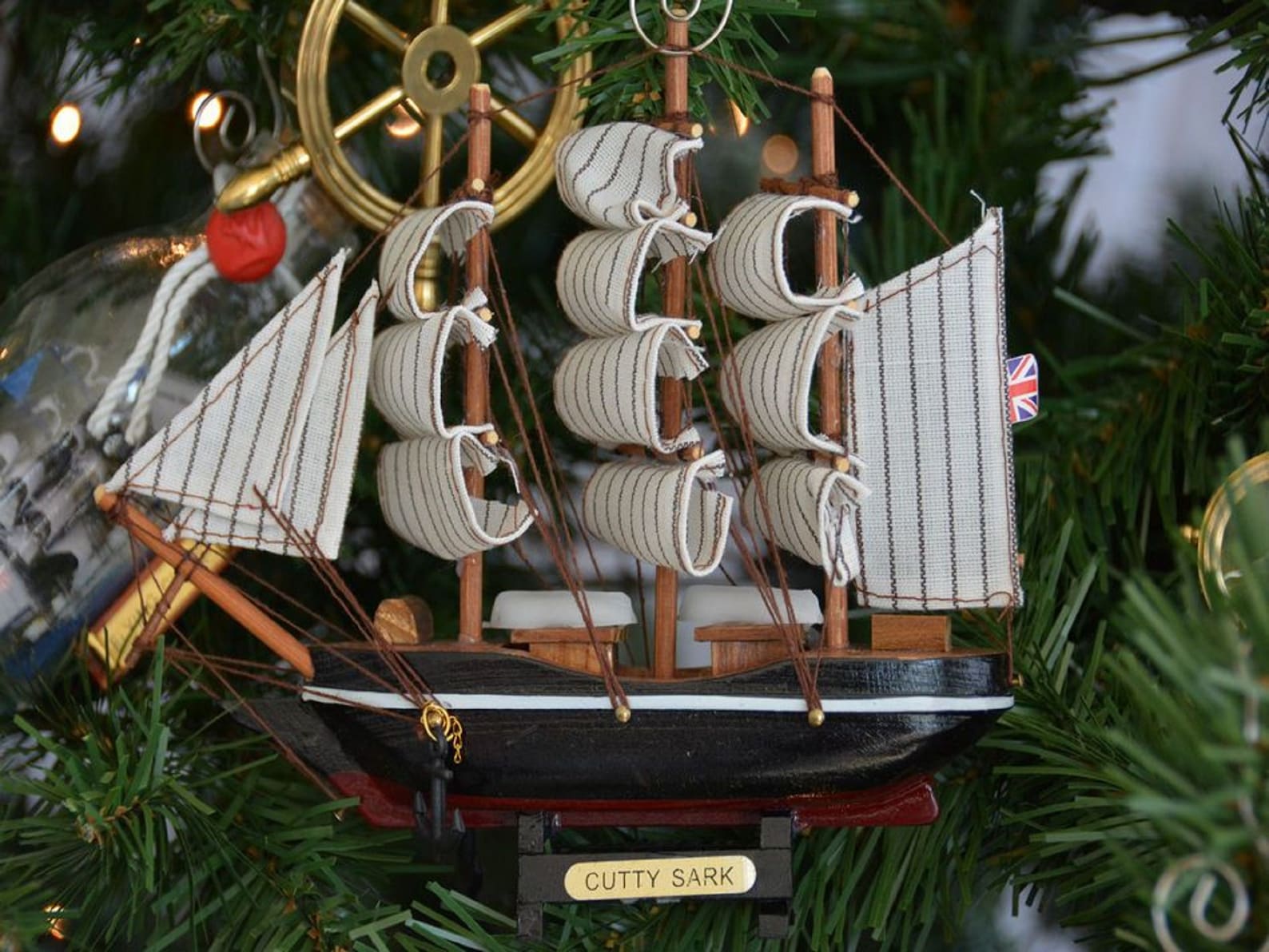 Wooden Cutty Sark Model Ship Christmas Tree Ornament Etsy