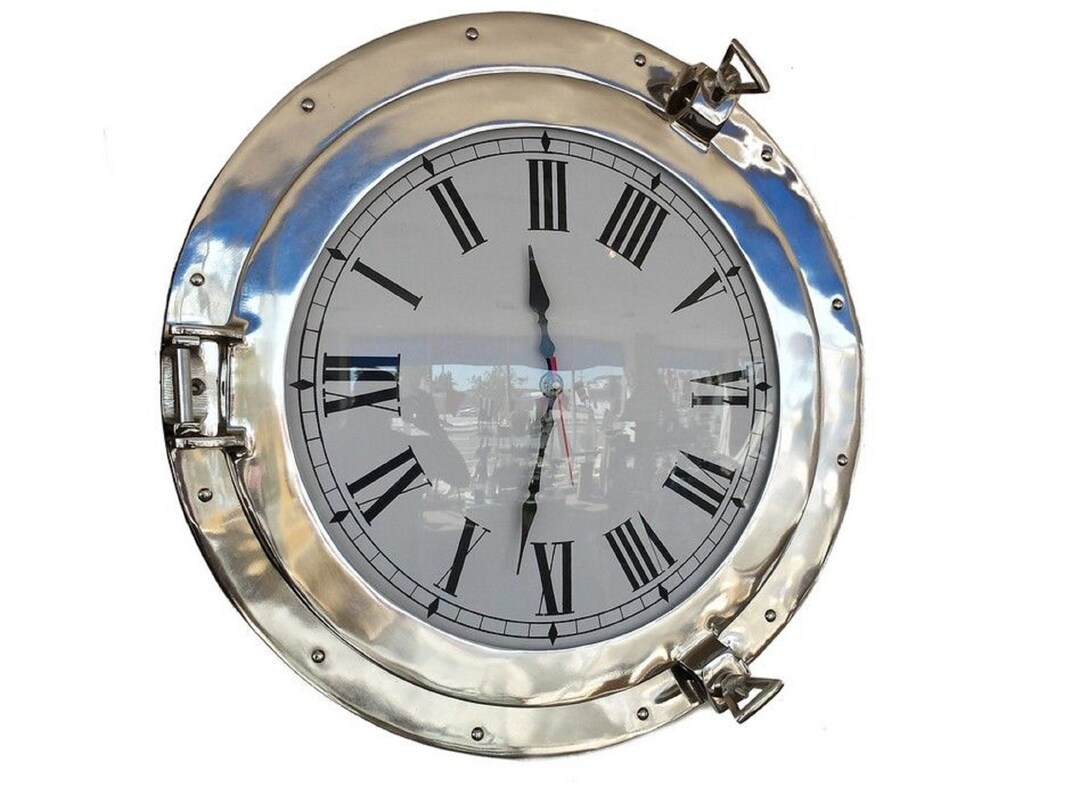 Chrome Ship Porthole Clock 20 Etsy