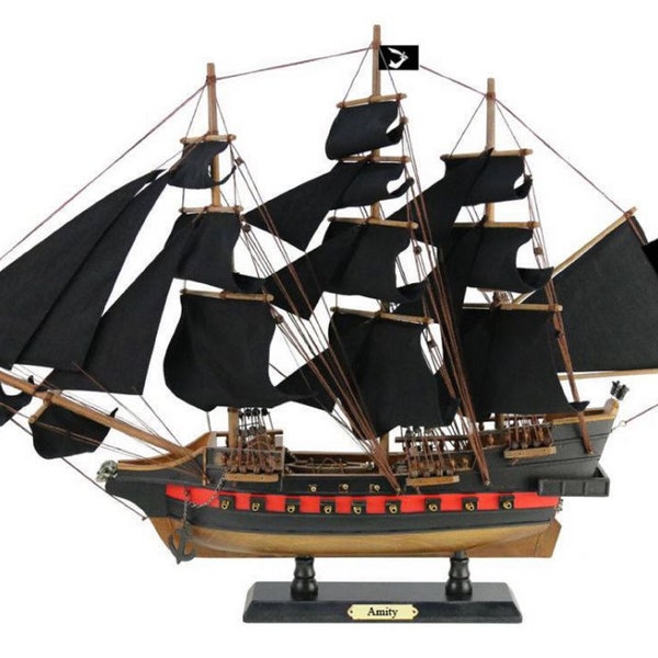 Wooden Thomas Tew's Amity White Sails Limited Model Pirate Ship 26"