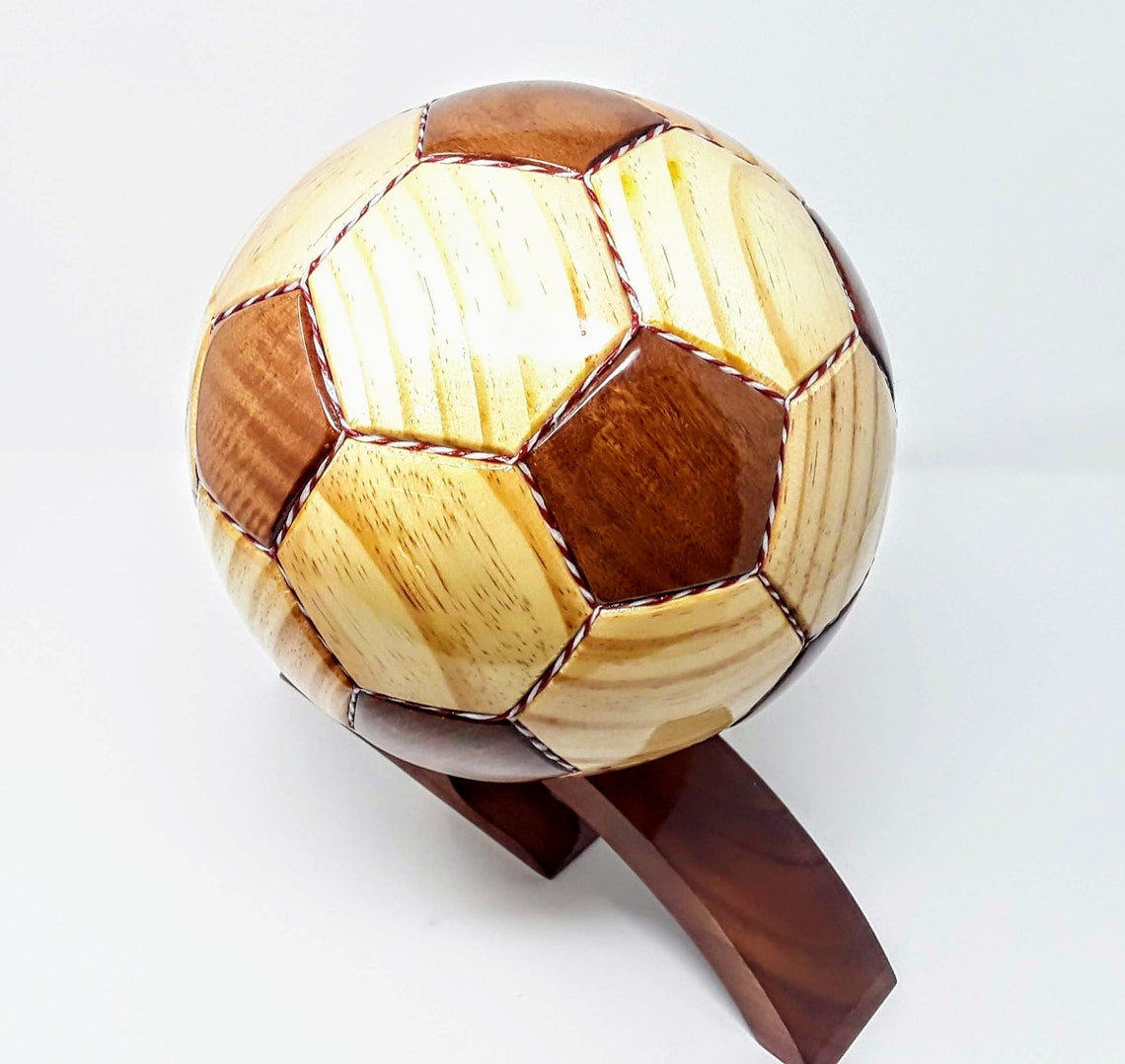 Soccer Ball Wooden Model Made of Mahogany Wood Etsy