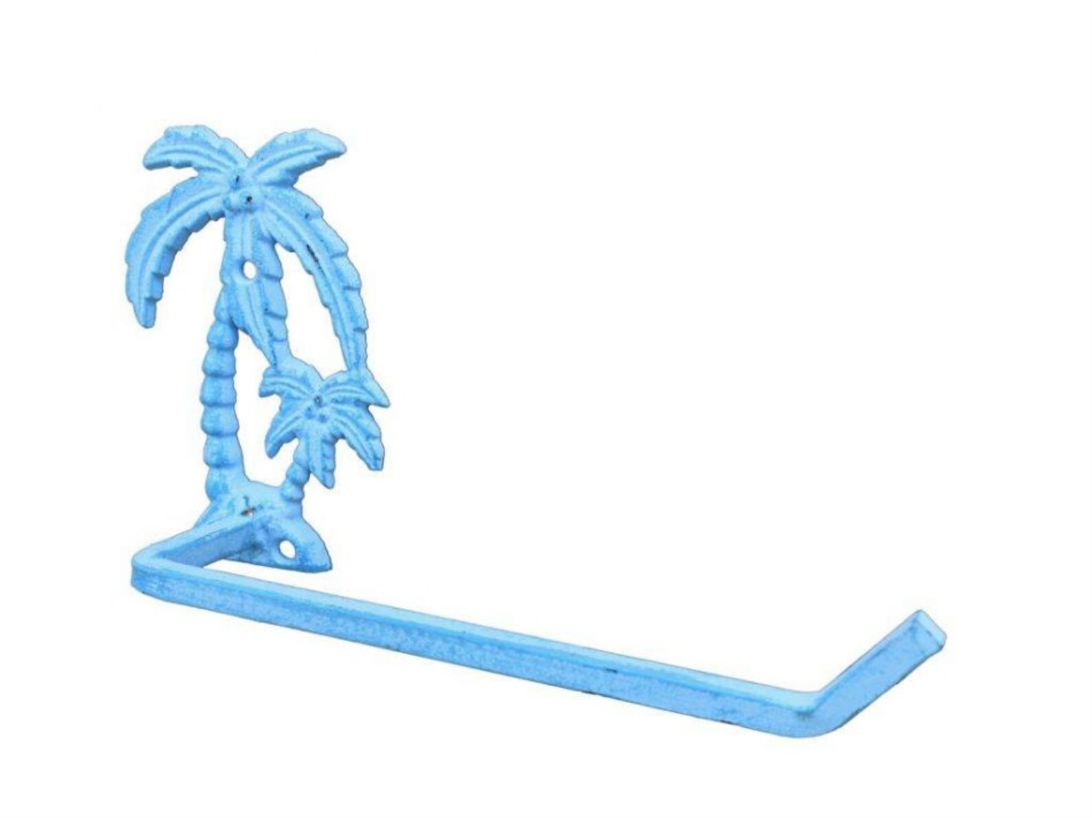 Light Blue Whitewashed Cast Iron Palm Tree Toilet Paper Holder Etsy