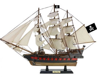 Wooden Black Pearl White Sails Limited Model Pirate Ship 26"