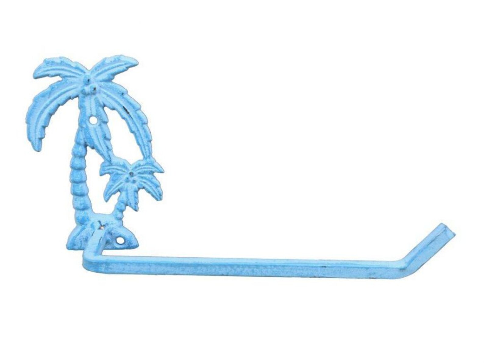 Light Blue Whitewashed Cast Iron Palm Tree Toilet Paper Holder Etsy