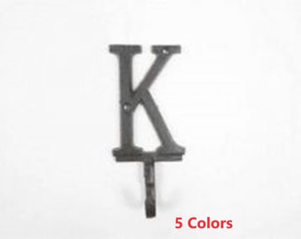 Cast Iron Letter K Alphabet Wall Hook 6"