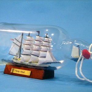 Blue Flying Cloud Ship in a Glass Bottle 11 - Etsy