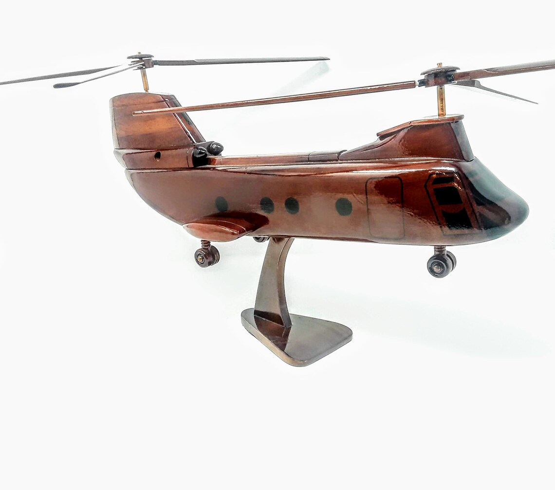 CH46 Sea Knight Wooden Model Helicopter Made Of Mahogany Etsy