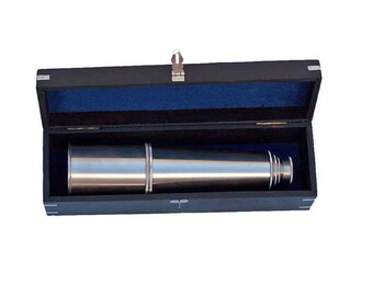Deluxe Class Hampton Collection Brushed Nickel Spyglass 36" with Rosewood Box