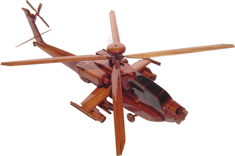 AH64 Apache Wooden Model Helicopter Made of Mahogany Wood Etsy