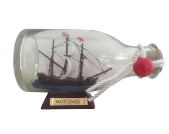 Mayflower ModellSchiff in einer Glasflasche 5"