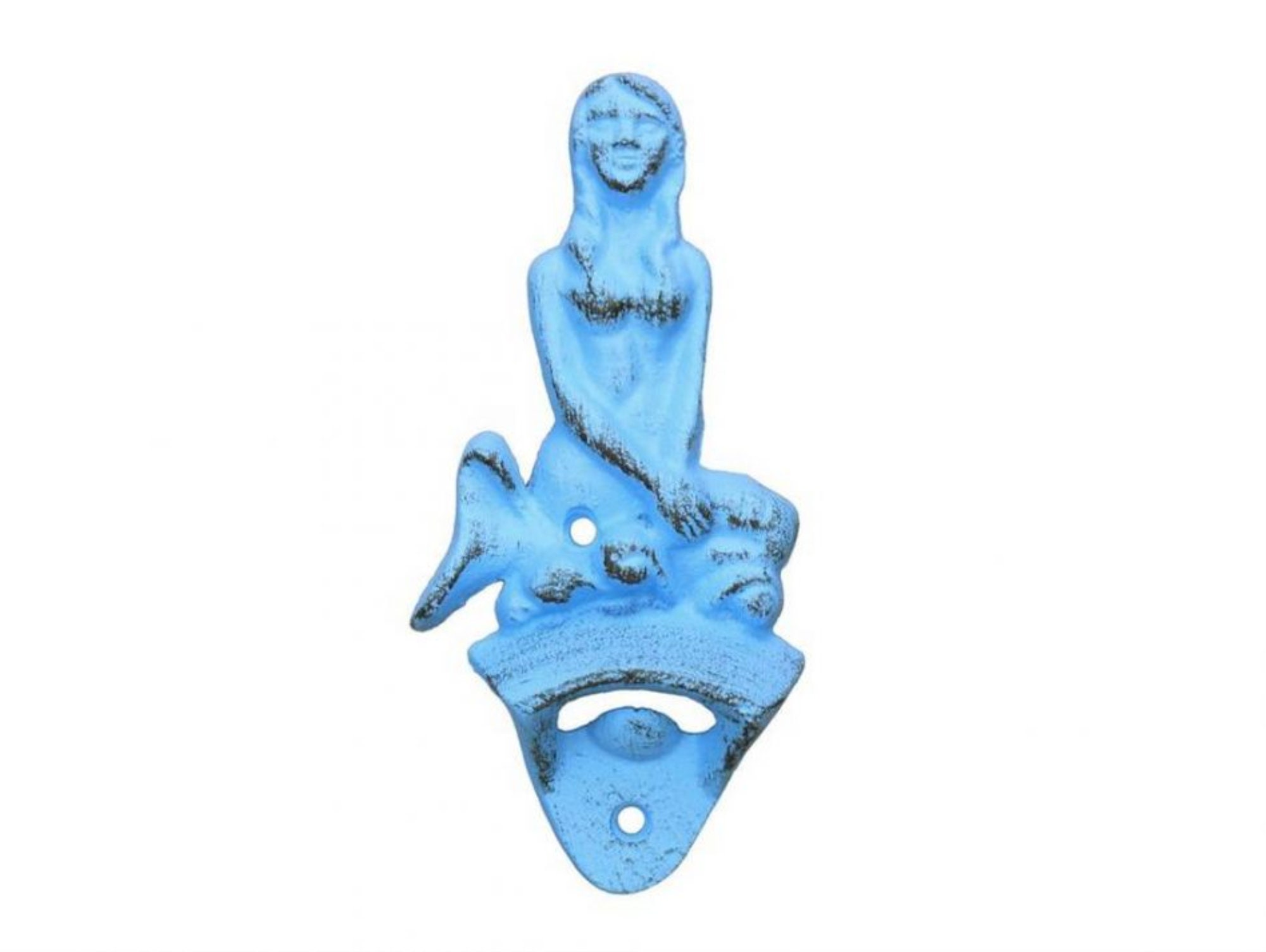 Rustic Light Blue Cast Iron Wall Mounted Mermaid Bottle Opener Etsy