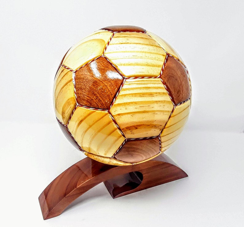 Soccer Ball Wooden Model Made of Mahogany Wood Etsy