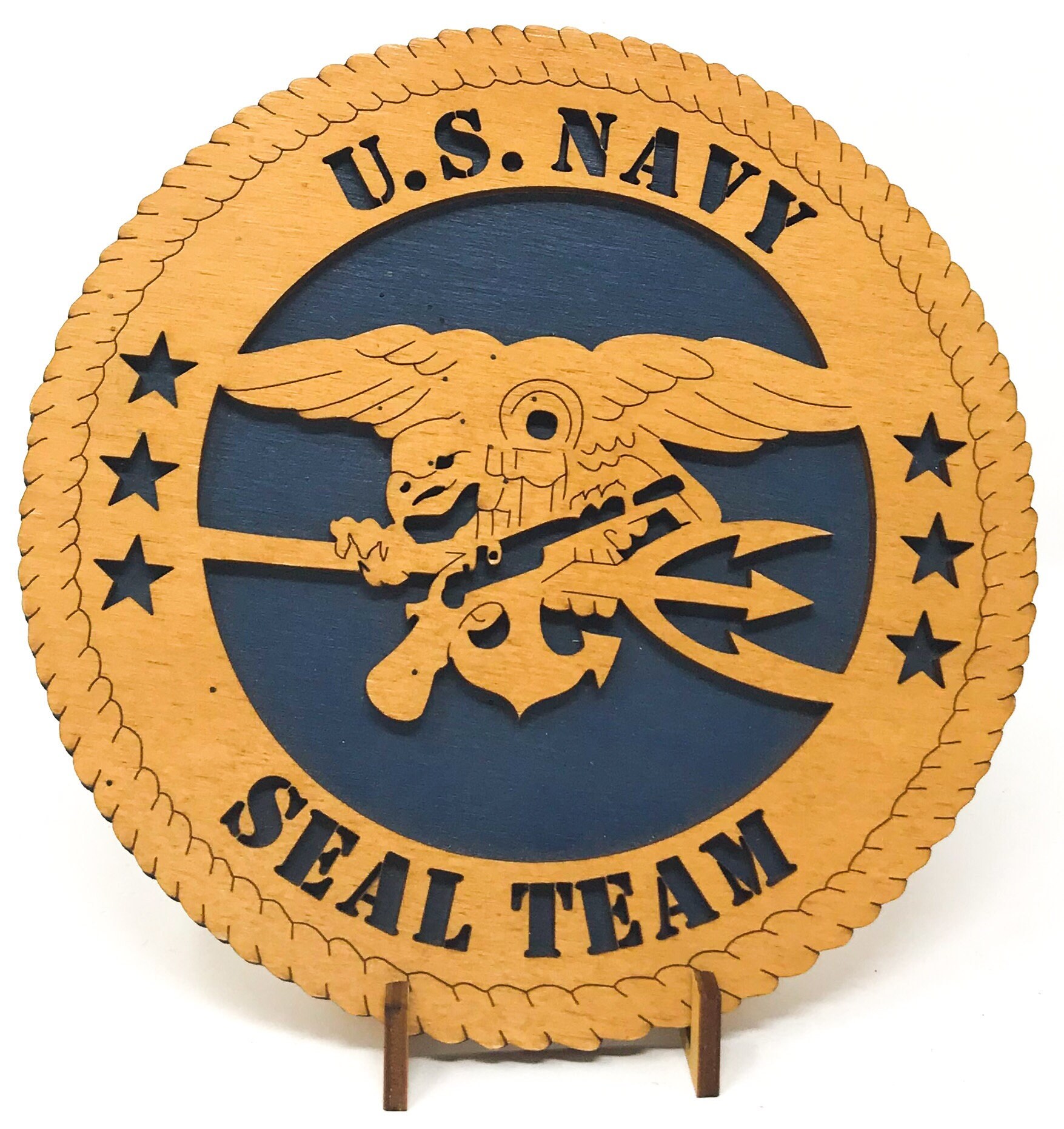 Navy Seal On Stand Desk Plaque Wooden Model Etsy