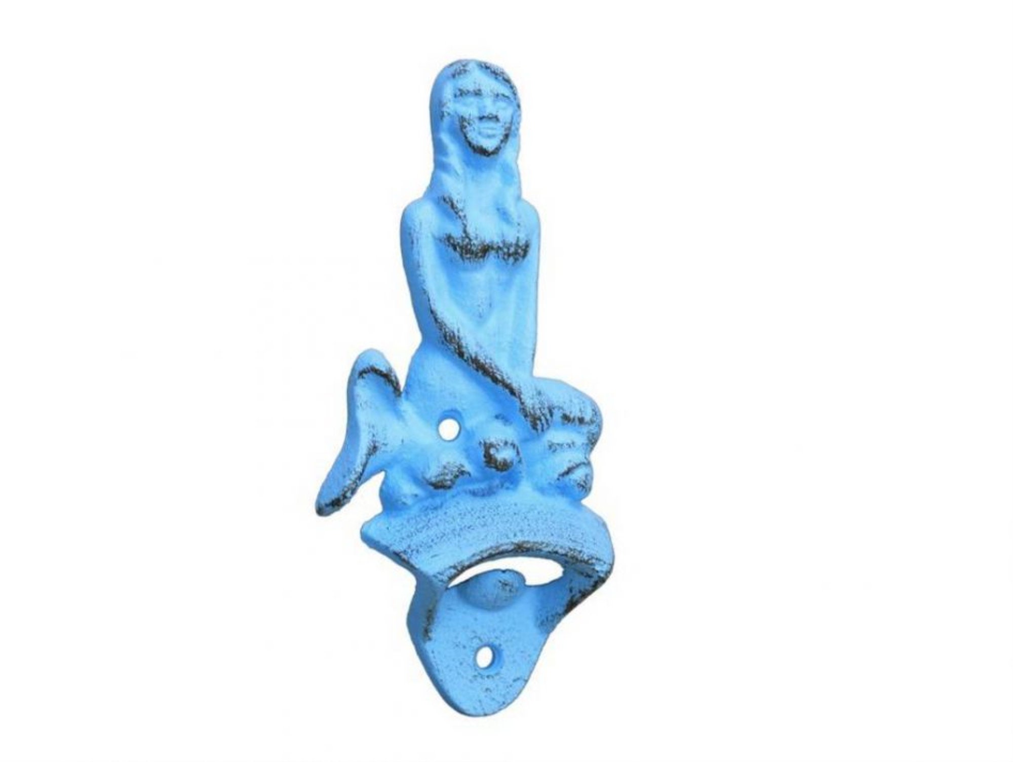Rustic Light Blue Cast Iron Wall Mounted Mermaid Bottle Opener Etsy