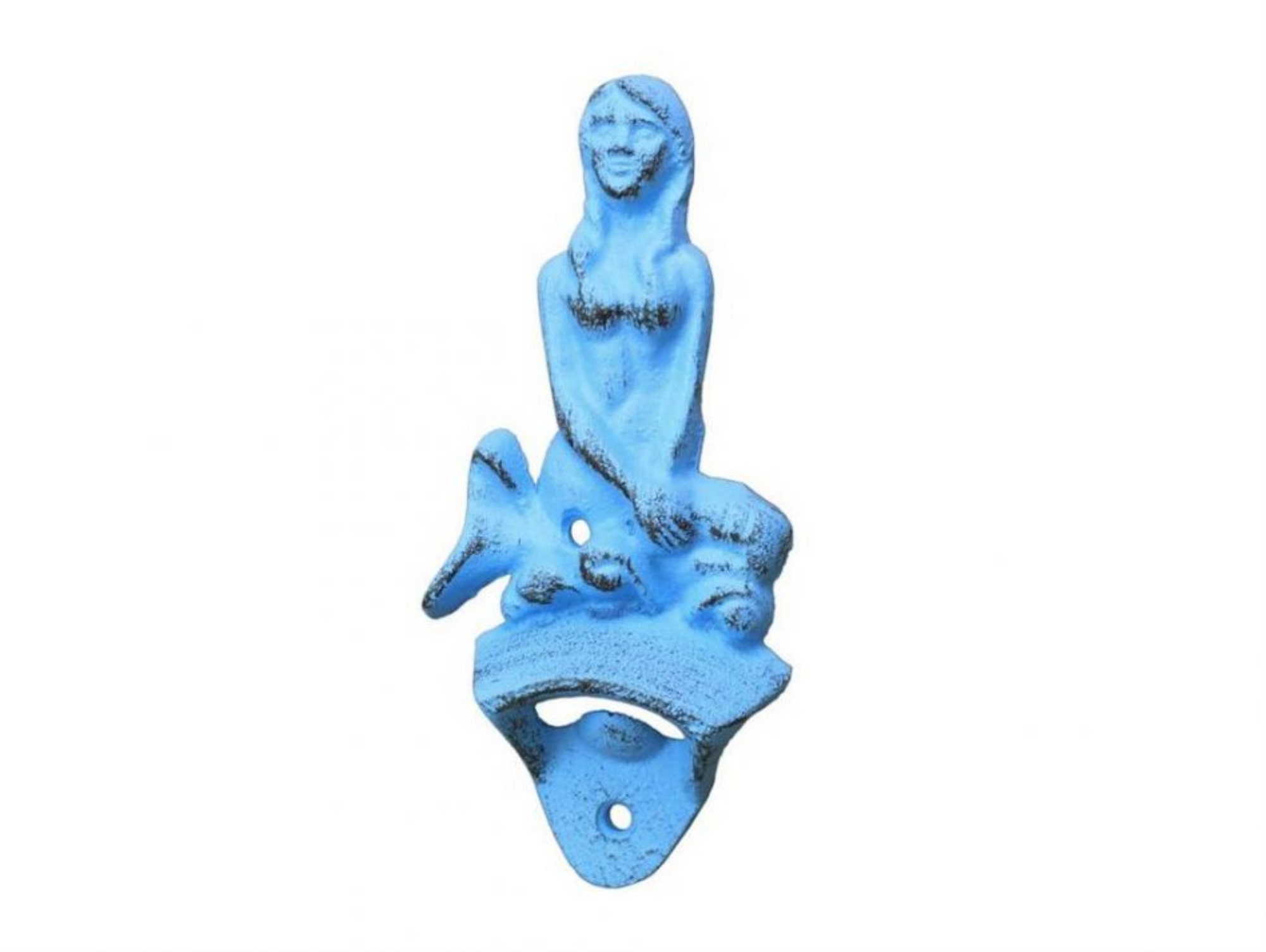 Rustic Light Blue Cast Iron Wall Mounted Mermaid Bottle Opener Etsy