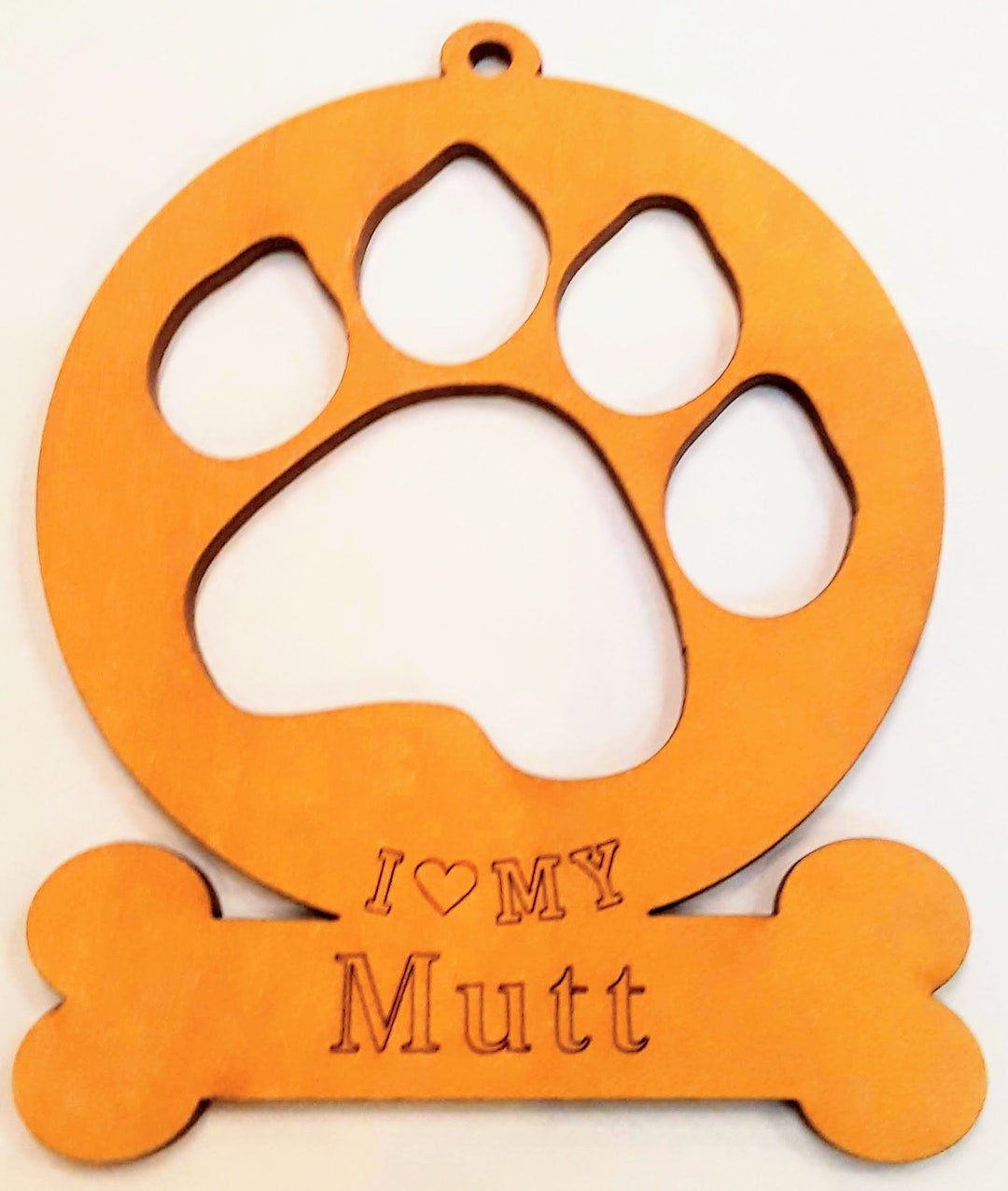 I Love My Mutt Wooden Dog Ornament Etsy