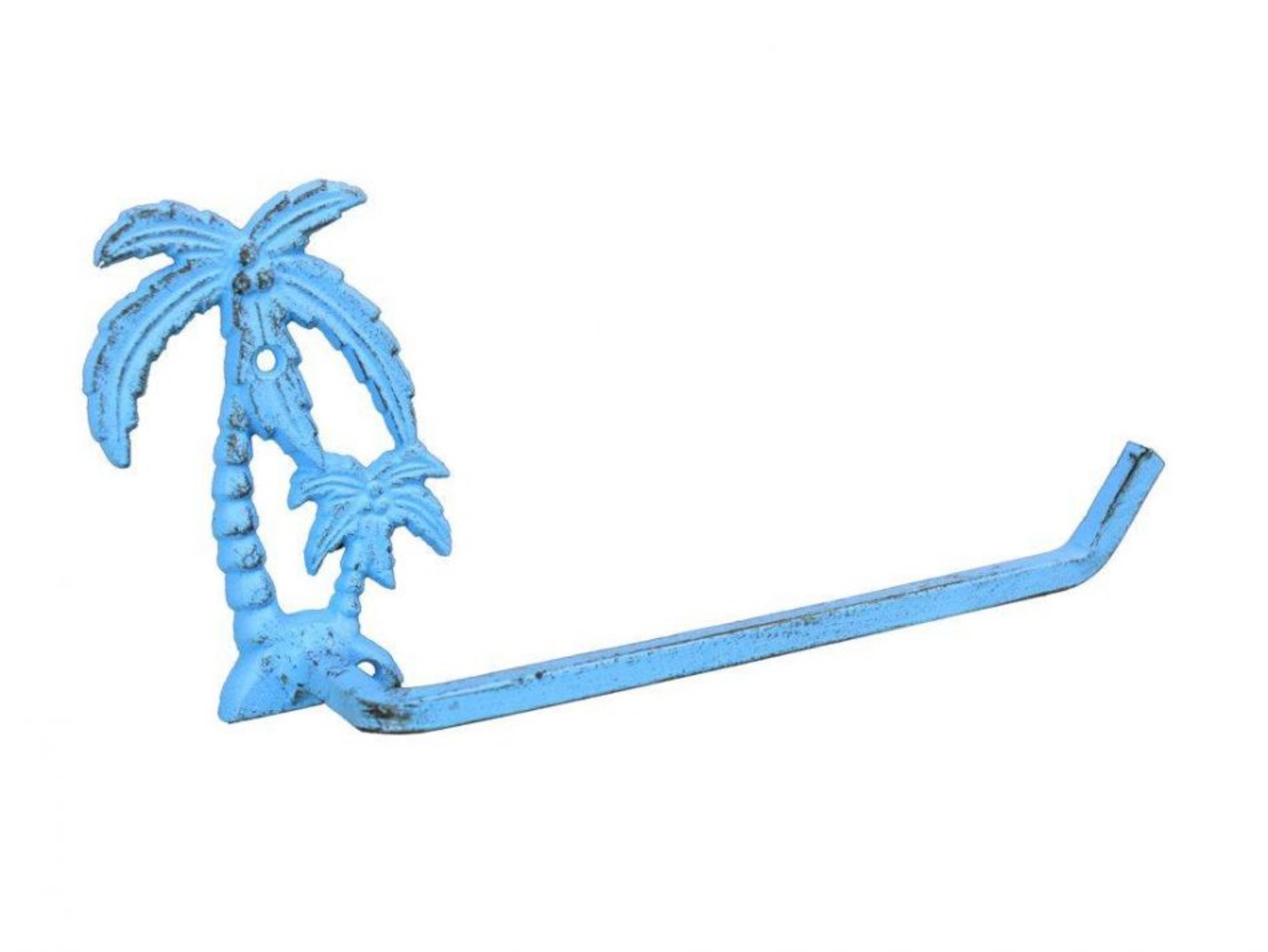 Rustic Light Blue Cast Iron Palm Tree Toilet Paper Holder Etsy