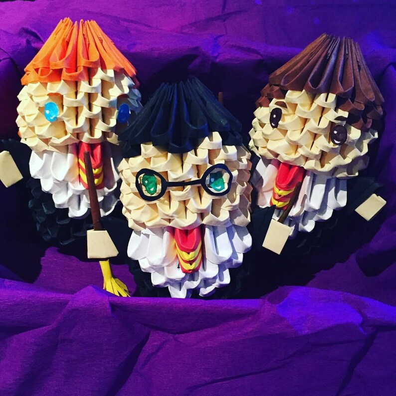 Diy Harry Potter Origami Harry Potter Hermione Granger Ron Weasley 3D Origami | Etsy