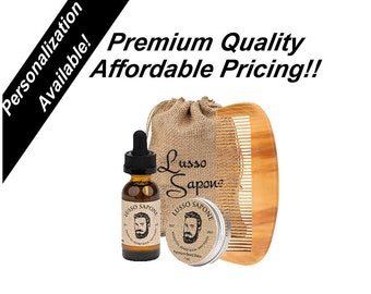 Personalized Gift Lusso Sapone Beard Care kit: Beard oil, Beard balm, and  bamboo comb.