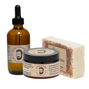Handcrafted Beard Care Set - Oil, Balm, Soap - All Natural Ingredients