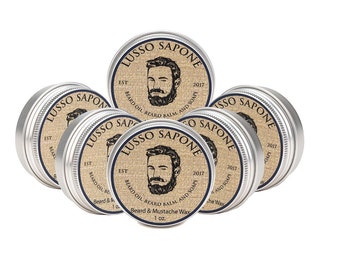 6 Pack Hand Crafted Lusso Sapone Beard & Mustache Wax (You Choose the Scent)