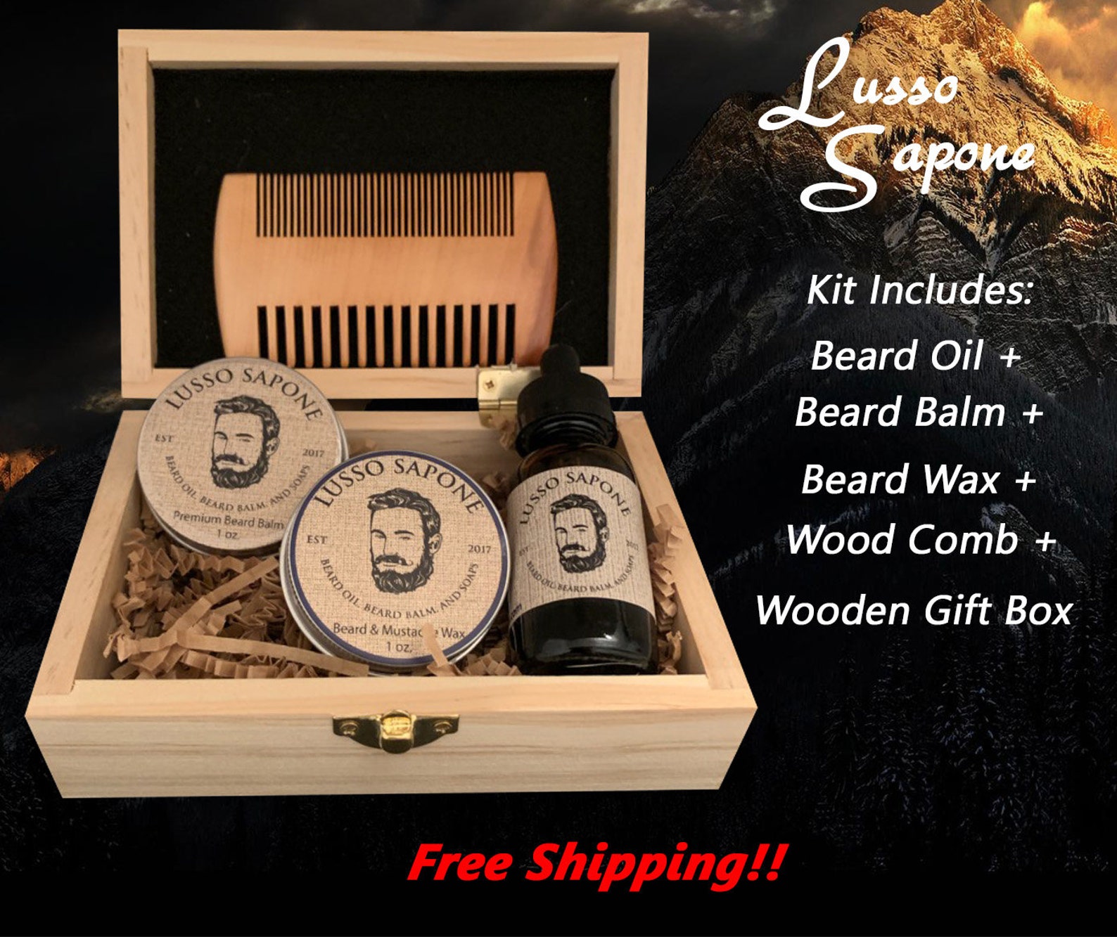 Personalized Gift for Him Beard Kit Beard Oil Beard Balm Etsy