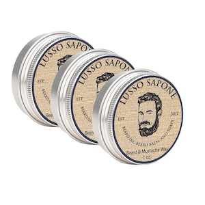 3 Pack Hand Crafted Lusso Sapone Beard & Mustache Wax (You Choose the Scent)