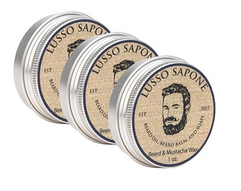 3 Pack Hand Crafted Lusso Sapone Beard & Mustache Wax (You Choose the Scent)