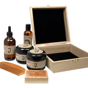 Beard Grooming Essentials Set - Beard Oil, Balm, Wax, Wash, Comb and Soap by Lusso Sapone