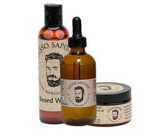 Beard Conditioner Kit. Beard Grooming Kit Includes: 4 oz Beard Oil, 4 oz Beard Balm, and 4 oz Beard Wash