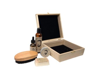 Personalisiertes Herren Bart Kit | Bartpflege-Set mit Öl, Balsam, Wäsche, Seife & Holzbürste | Perfektes Geschenk für Ihn | Geschenkbox für Bartpflege