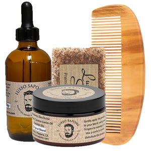 Minimalistische baardverzorgingsset, baardolie, balsem en kam, volledig natuurlijke baardverzorgingsset voor zachtheid, groei en styling, perfect cadeau voor mannen