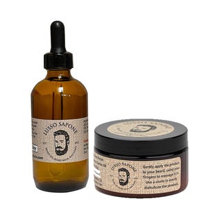 Ultimate Beard Care Set: 4 oz Beard Oil & Balm for a Luxurious Grooming Experience  by Lusso Sapone