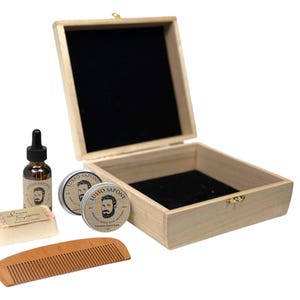 Kit barba personalizzato / Olio per barba, balsamo, cera, sapone e pettine in legno / Set per la cura della barba di Lusso Sapone / Regalo perfetto per gli uomini