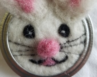 Holiday Felted Ornaments, Mason Jar Lid Frame, Snowpeople, Bunny, and Duck