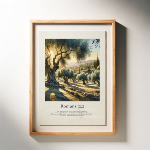 Romans 12:2 The Olive Grove Christian Wall Art Large Scripture Bible Verse Print up to 18x24!